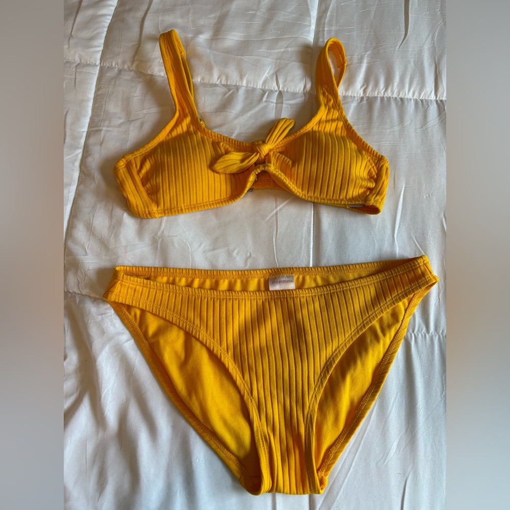 Xhilaration Yellow Target Bikini Swimsuit - Top and Bottom Size Medium